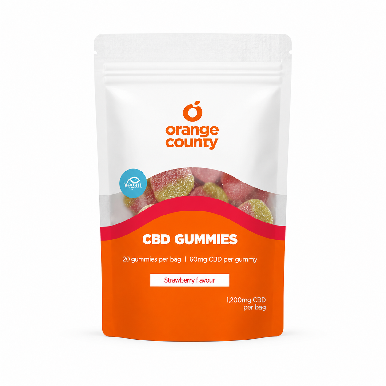 Orange County CBD Gummy Strawberries - 1200mg Bag