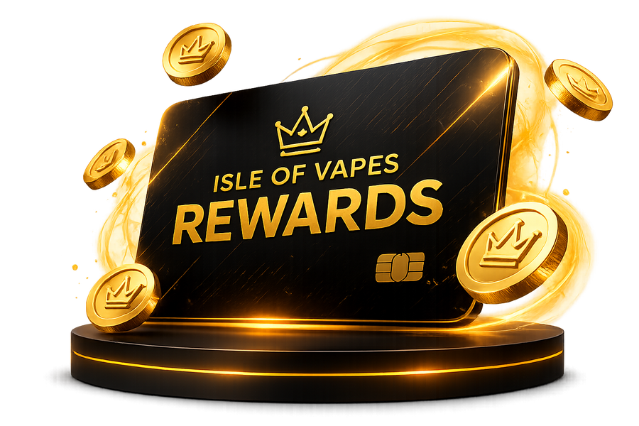 Isle of Vapes Rewards card with gold coins