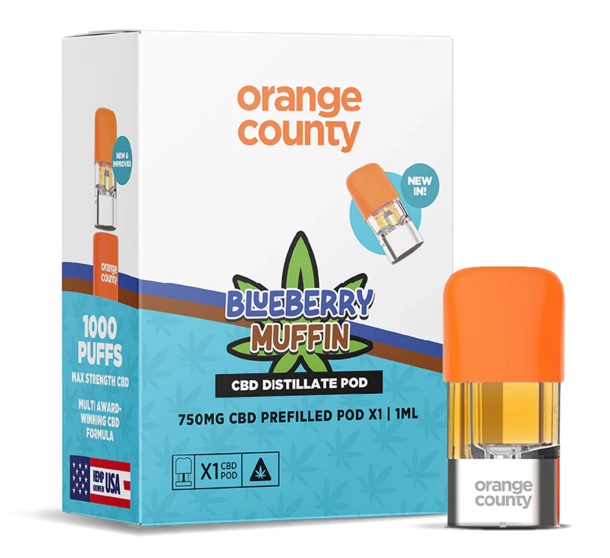 Orange County CBD Distillate refill pod 750mg 1ml — Blueberry Muffin