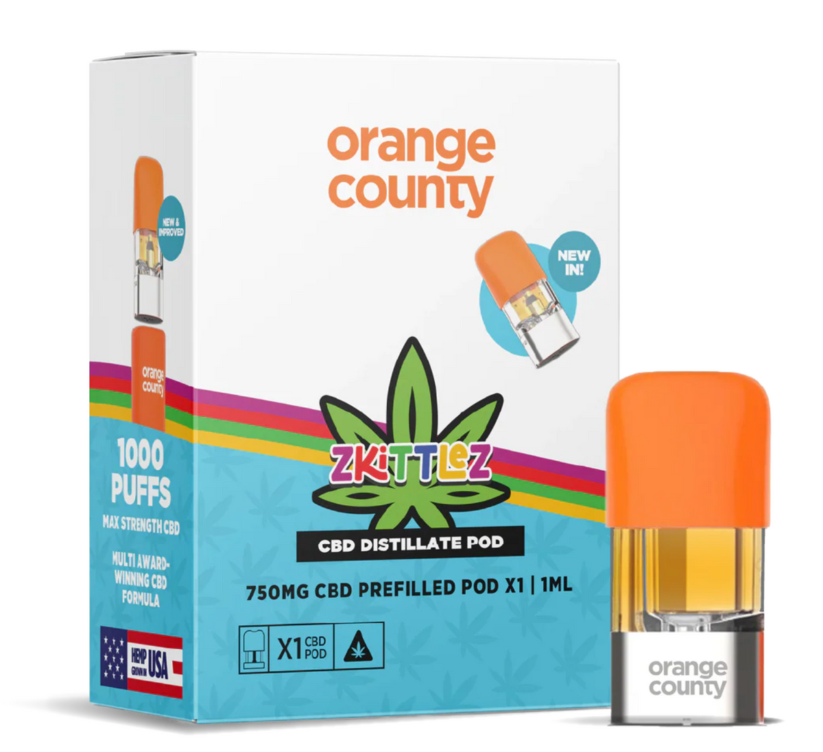 Orange County CBD Distillate refill pod 750mg 1ml — Zkittlez