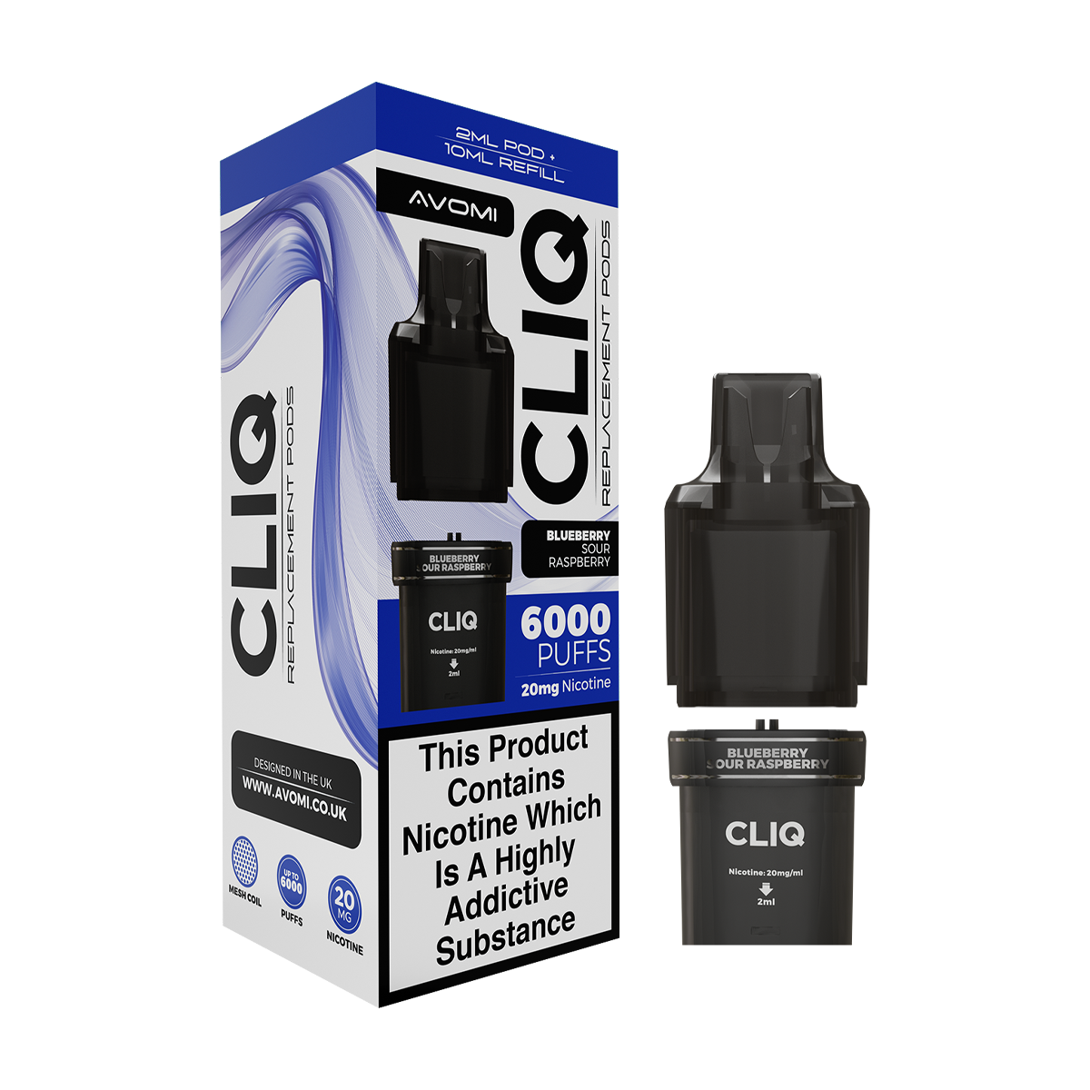 Blueberry Sour Raspberry Avomi Cliq 6000 Refill Pack