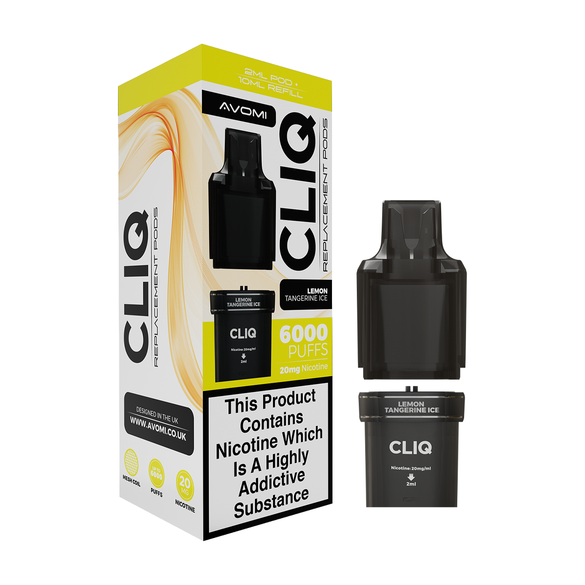 Lemon Tangerine Ice Avomi Cliq 6000 Refill Pack