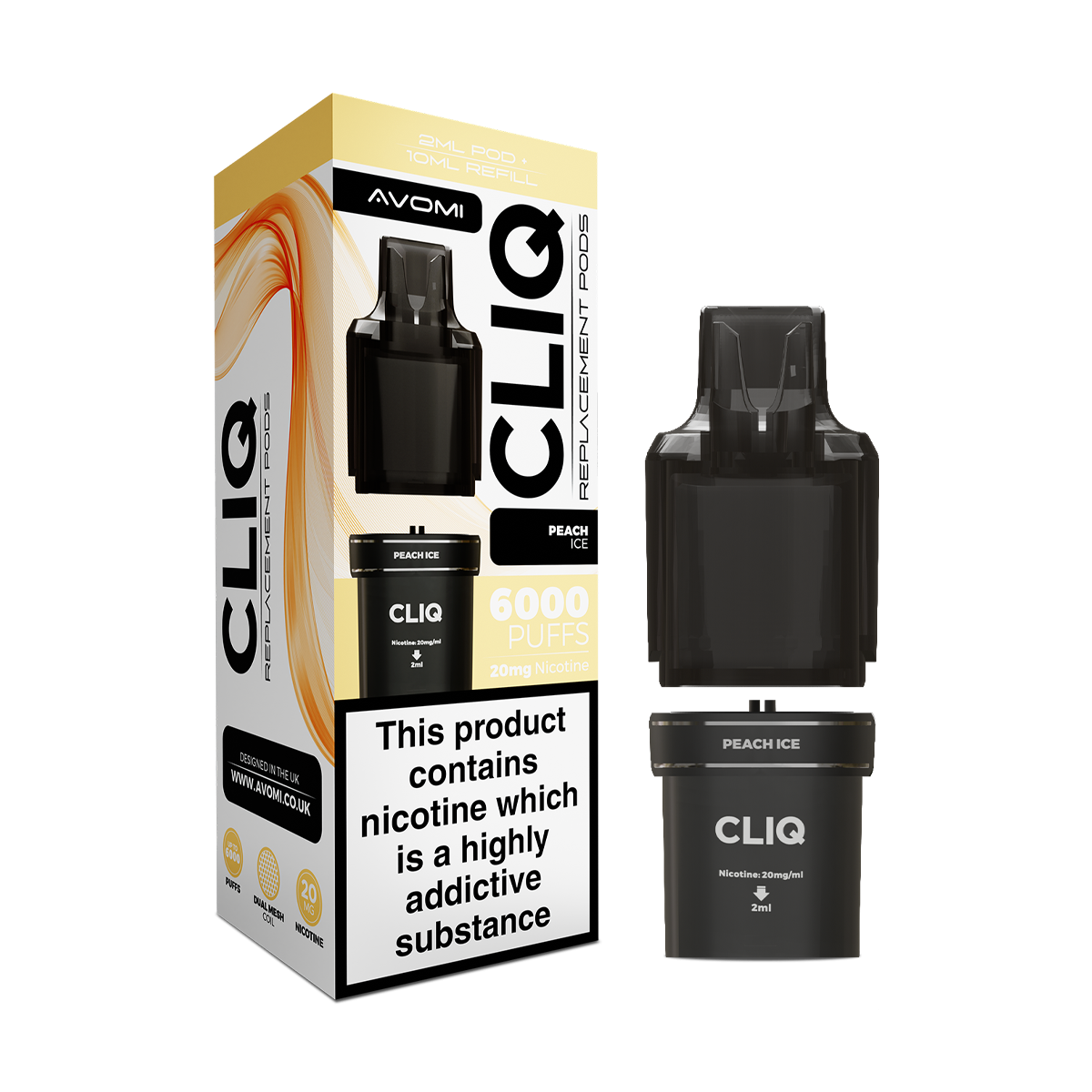 Peach Ice Avomi Cliq 6000 Refill Pack