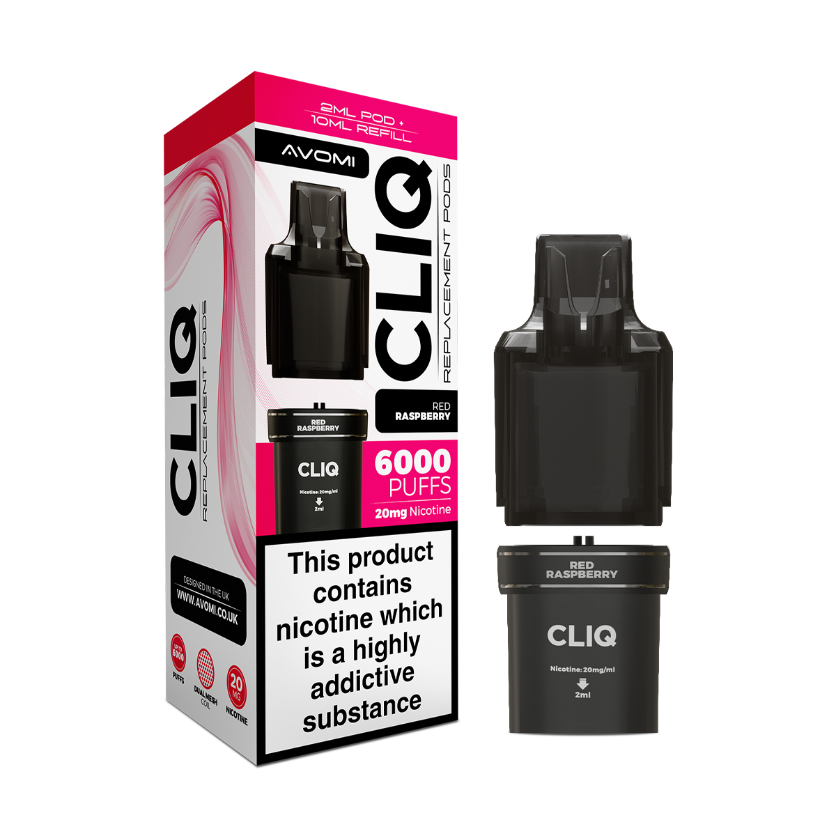Red Raspberry Avomi Cliq 6000 Refill Pack