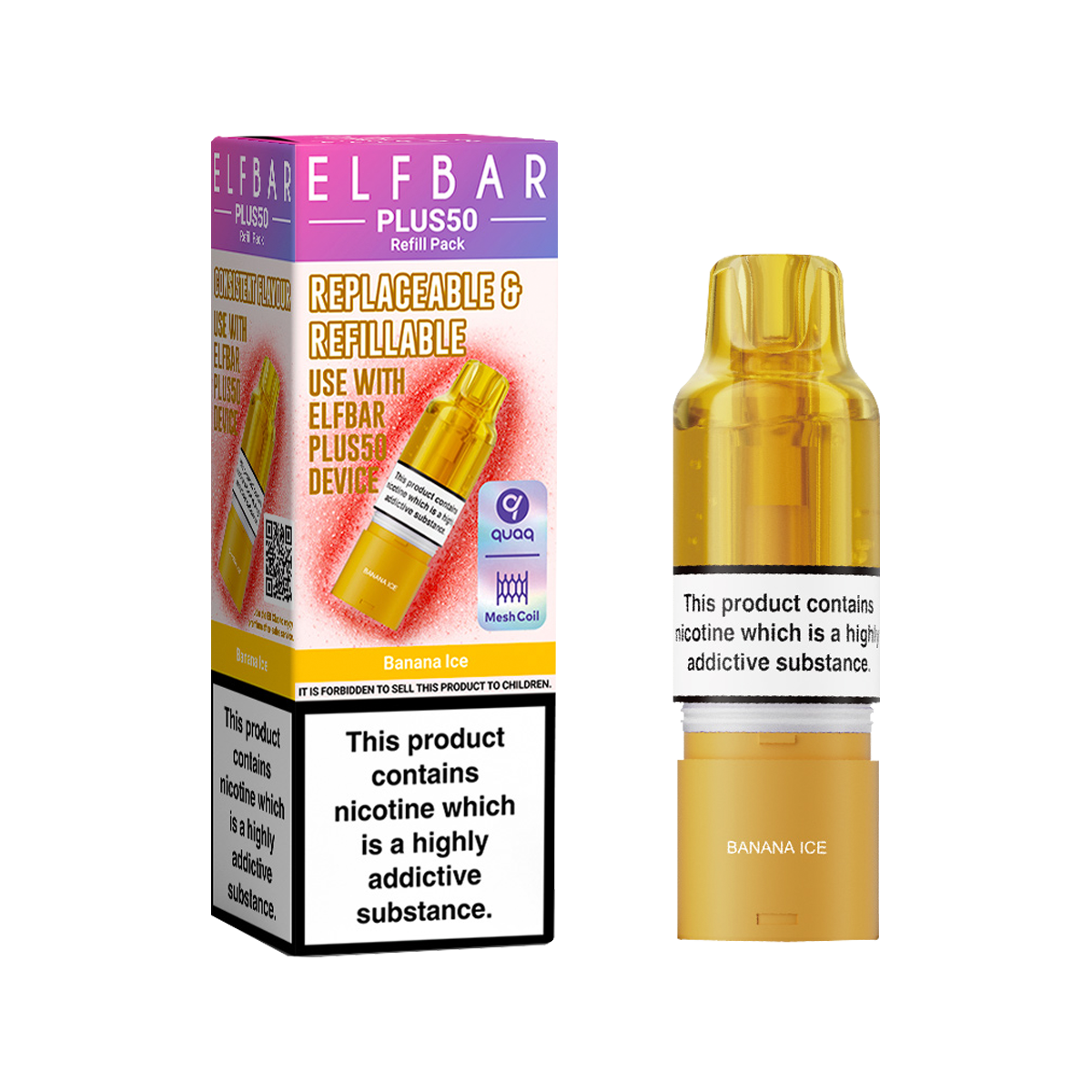 Banana Ice ElfBar Plus 50 Refill Pack