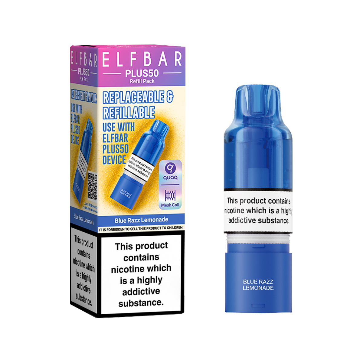 Blue Razz Lemonade ElfBar Plus 50 Refill Pack