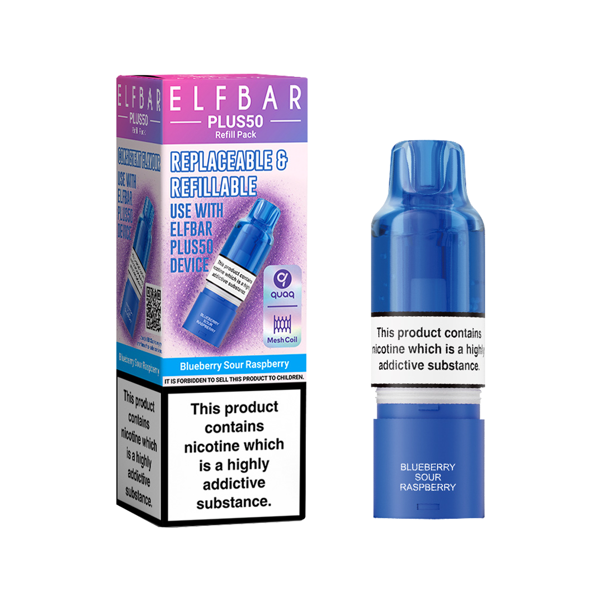 Blueberry Sour Raspberry ElfBar Plus 50 Refill Pack