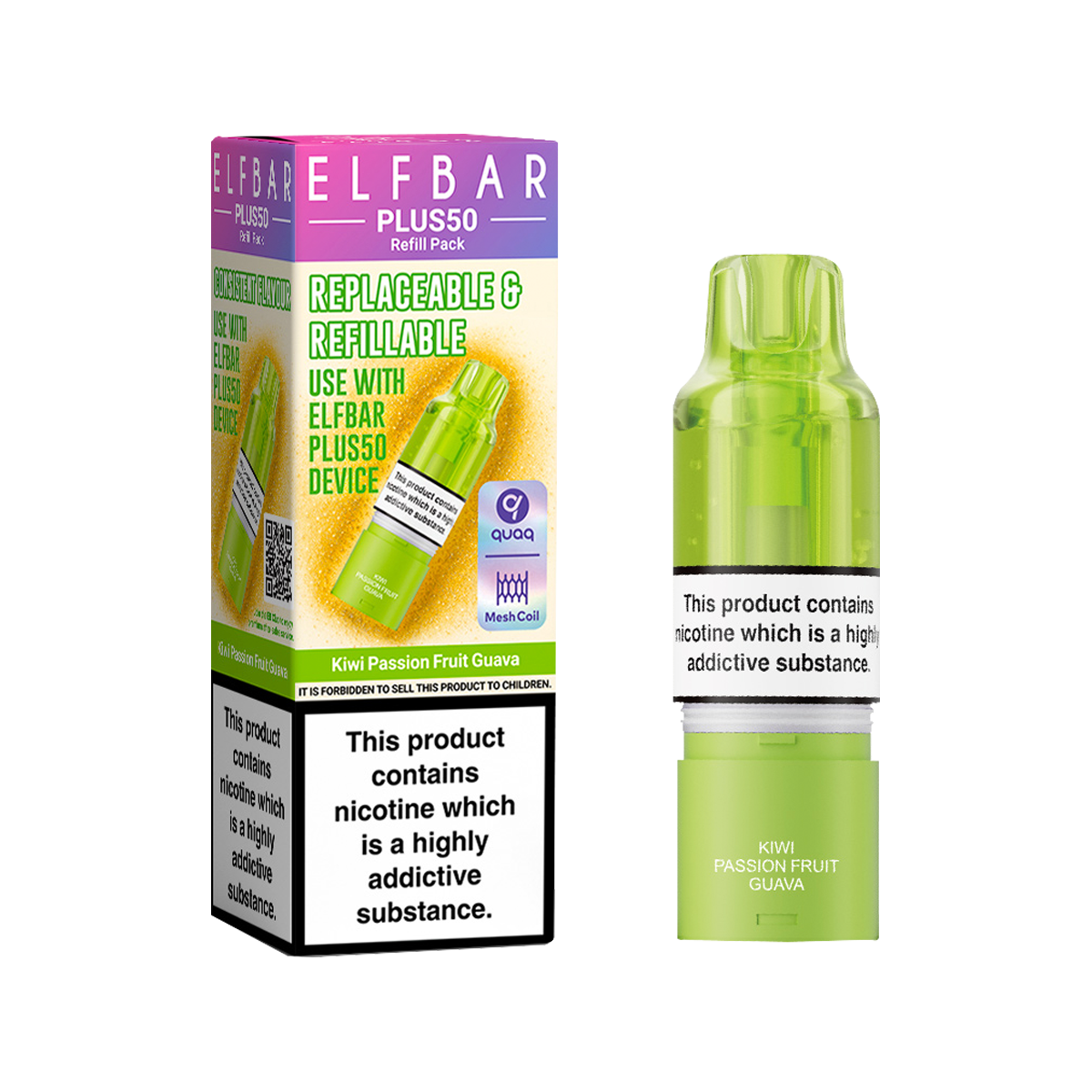 Kiwi Passion Fruit Guava ElfBar Plus 50 Refill Pack