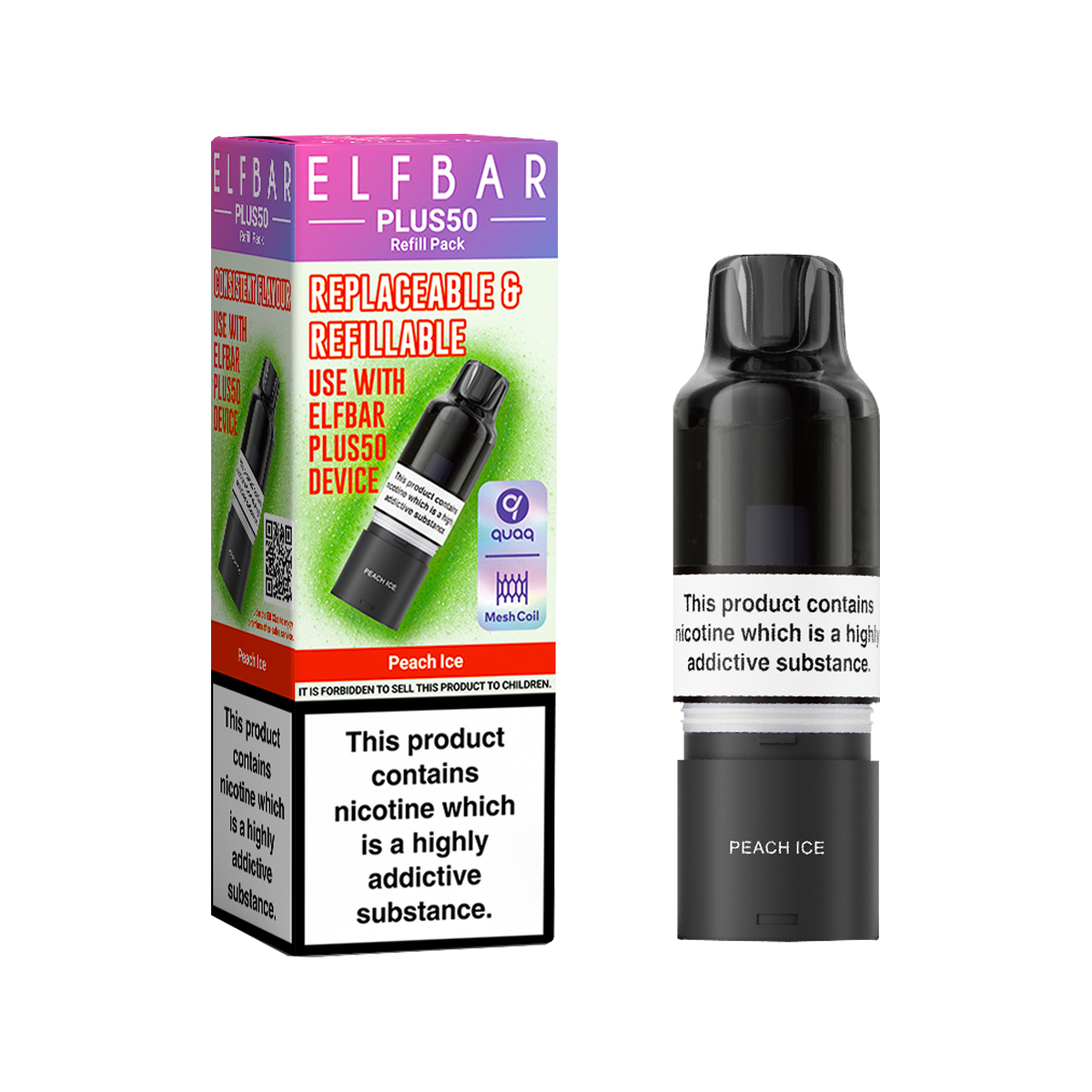 Peach Ice ElfBar Plus 50 Refill Pack