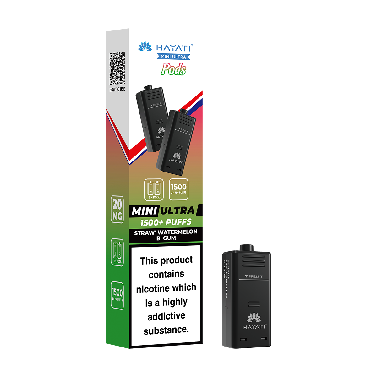 Straw' Watermelon B' Gum Hayati Mini Ultra Refill Pack | Isle of Vapes