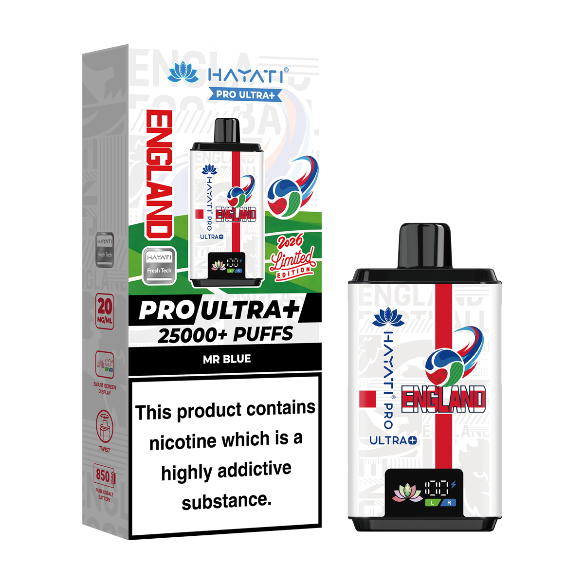 Hayati Pro Ultra+ 25K World Cup Edition - England | Isle of Vapes