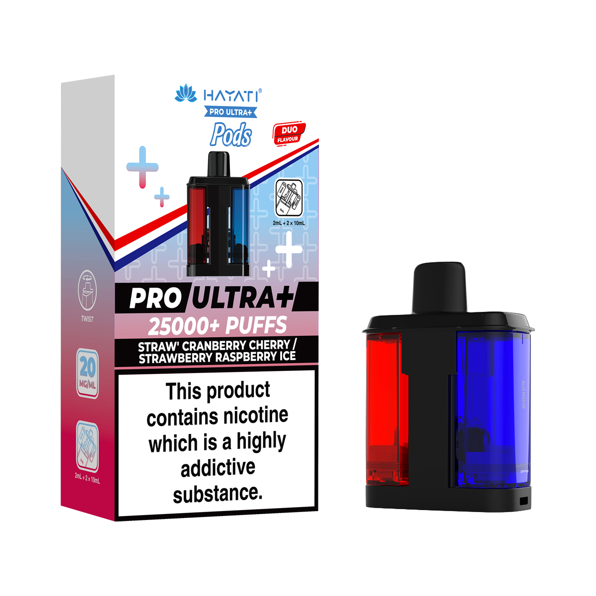 Straw' Cranberry Cherry / Strawberry Raspberry Ice Hayati Pro Ultra Plus Refill Pack