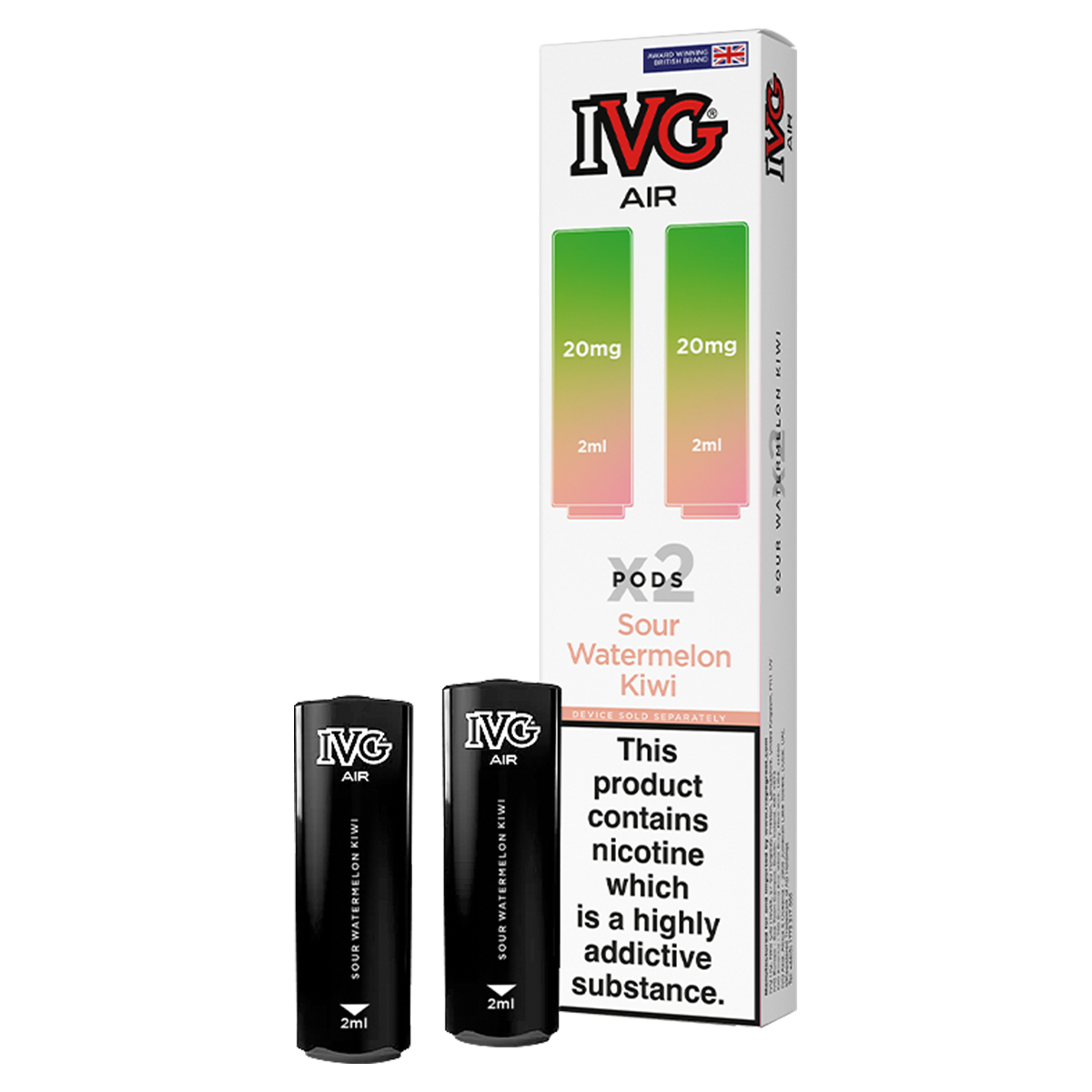 Sour Watermelon Kiwi IVG Air Replacement Pods | Isle of Vapes