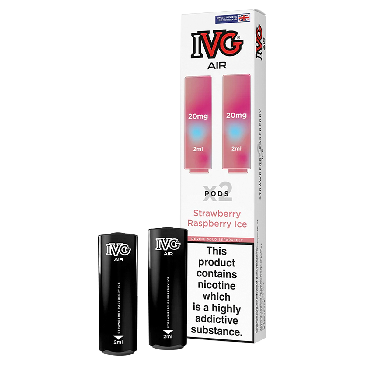 Strawberry Raspberry Ice IVG Air Replacement Pods | Isle of Vapes