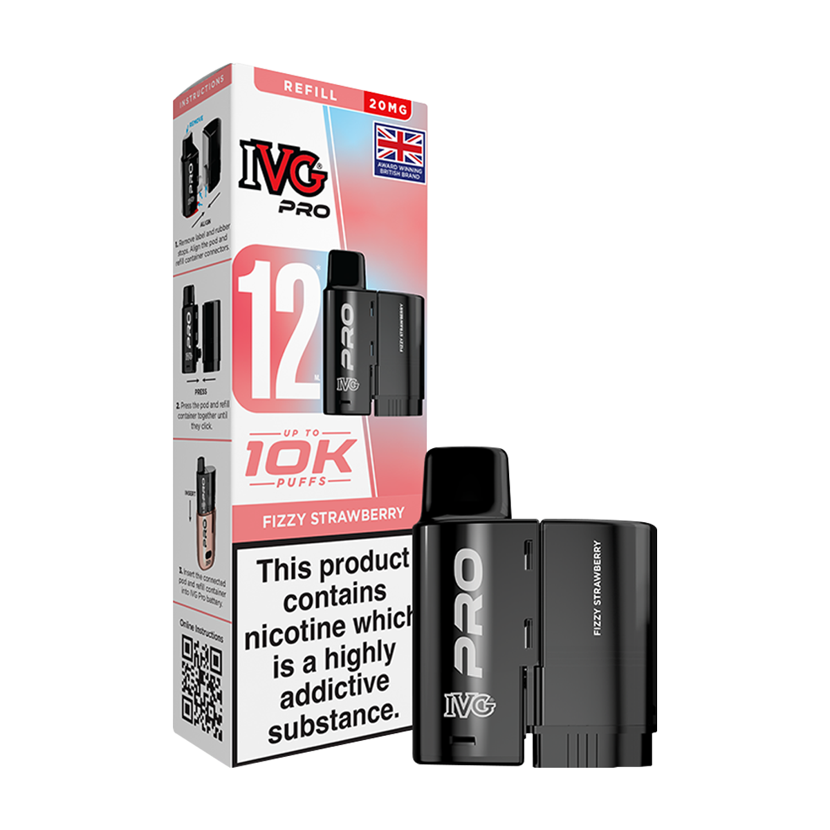 Fizzy Strawberry IVG Pro 12 Refill Pack