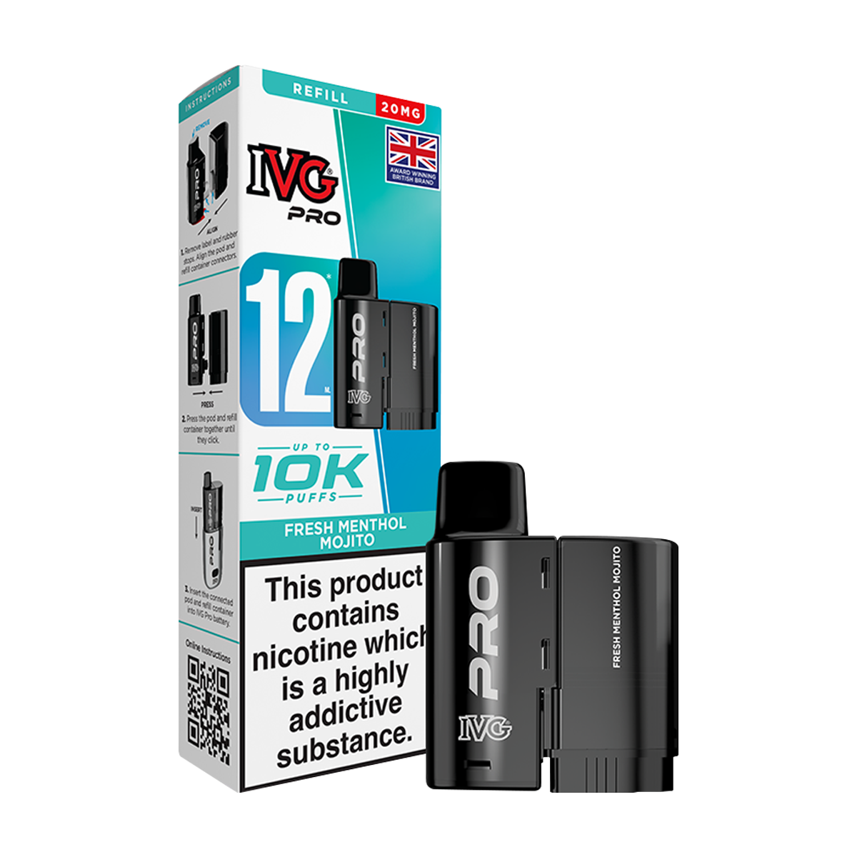 Fresh Menthol Mojito IVG Pro 12 Refill Pack