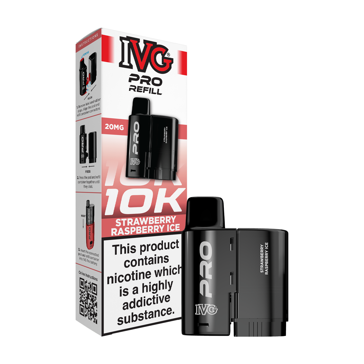 Strawberry Raspberry Ice IVG Pro 12 Refill Pack | Isle of Vapes