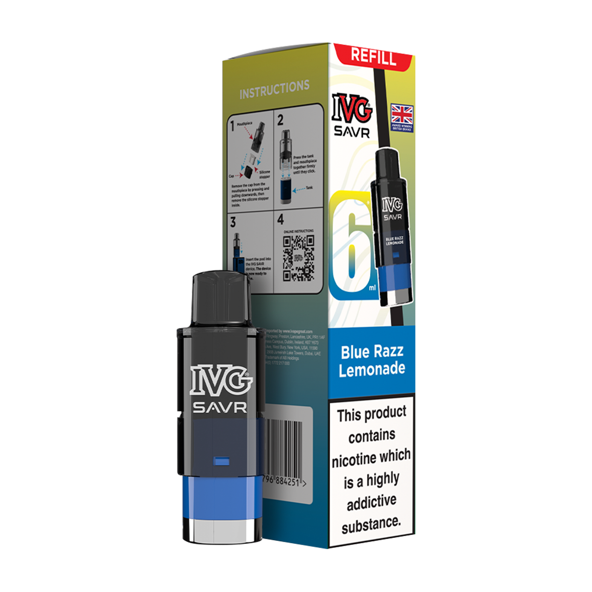 Blue Razz Lemonade IVG SAVR Refill Pack | Isle of Vapes