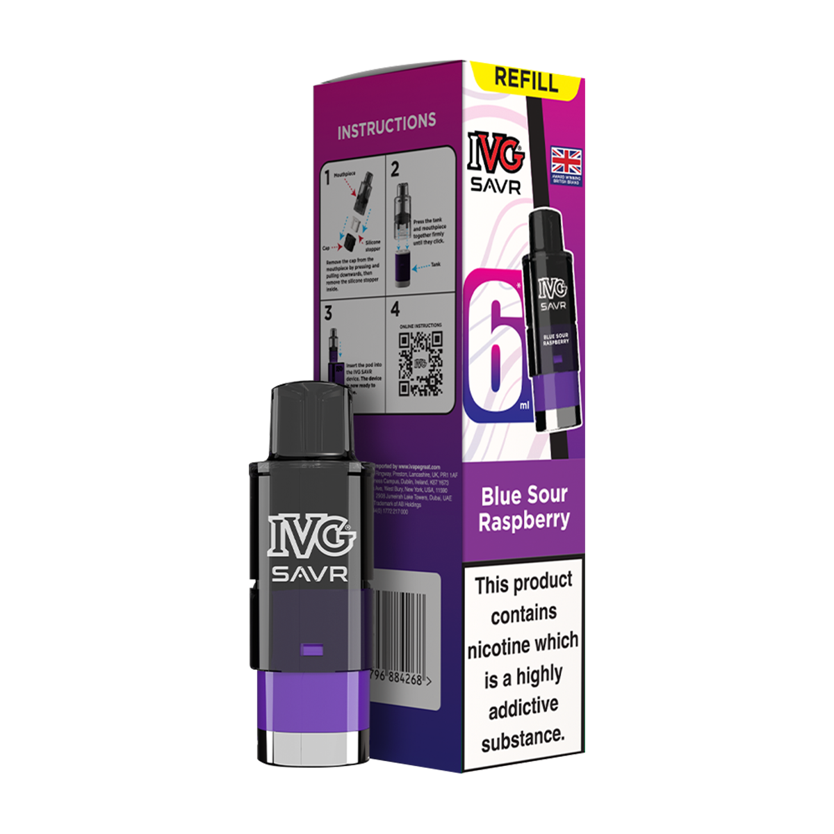 Blue Sour Raspberry IVG SAVR Refill Pack | Isle of Vapes