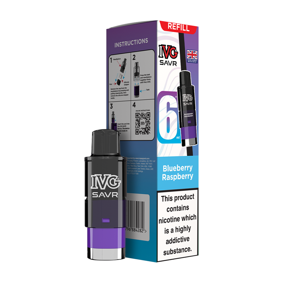 Blueberry Raspberry IVG SAVR Refill Pack | Isle of Vapes