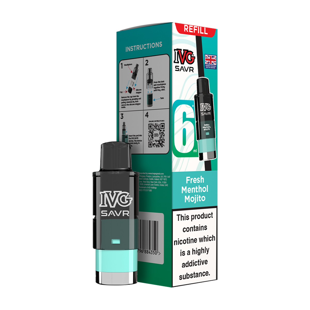 Fresh Menthol Mojito IVG SAVR Refill Pack | Isle of Vapes