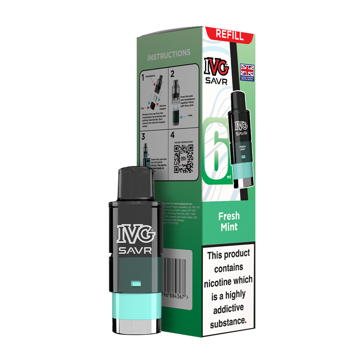 Fresh Mint IVG SAVR Refill Pack | Isle of Vapes
