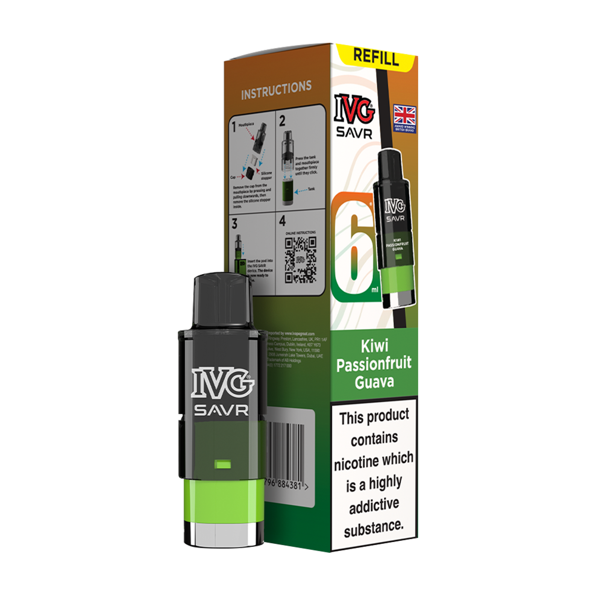 Kiwi Passionfruit Guava IVG SAVR Refill Pack | Isle of Vapes