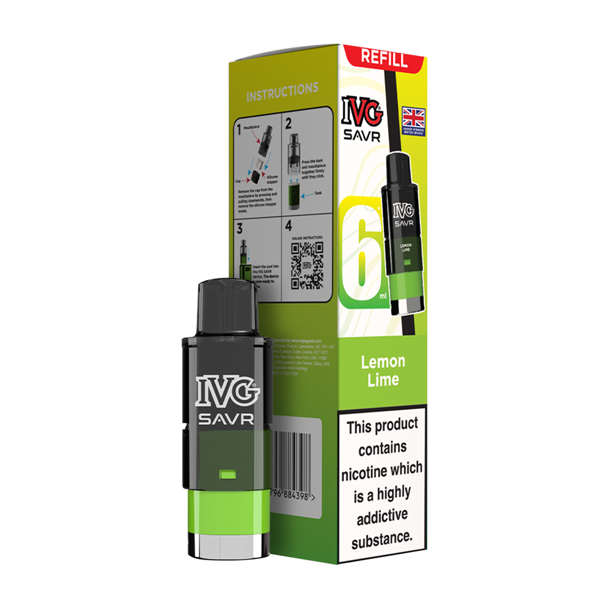 Lemon Lime IVG SAVR Refill Pack | Isle of Vapes