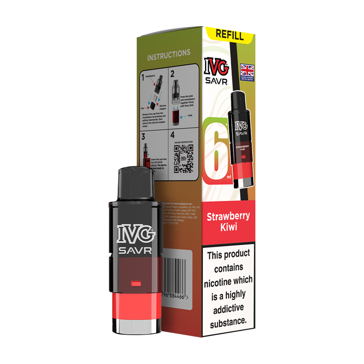 Strawberry Kiwi IVG SAVR Refill Pack | Isle of Vapes