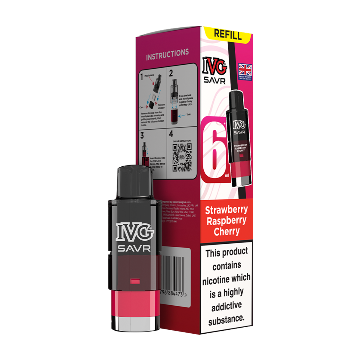 Strawberry Raspberry Cherry IVG SAVR Refill Pack | Isle of Vapes
