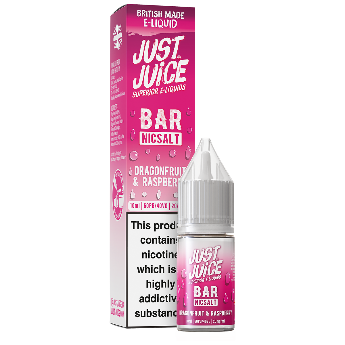 Dragonfruit & Raspberry Bar Nic Salt by Just Juice 10ml | Isle of Vapes