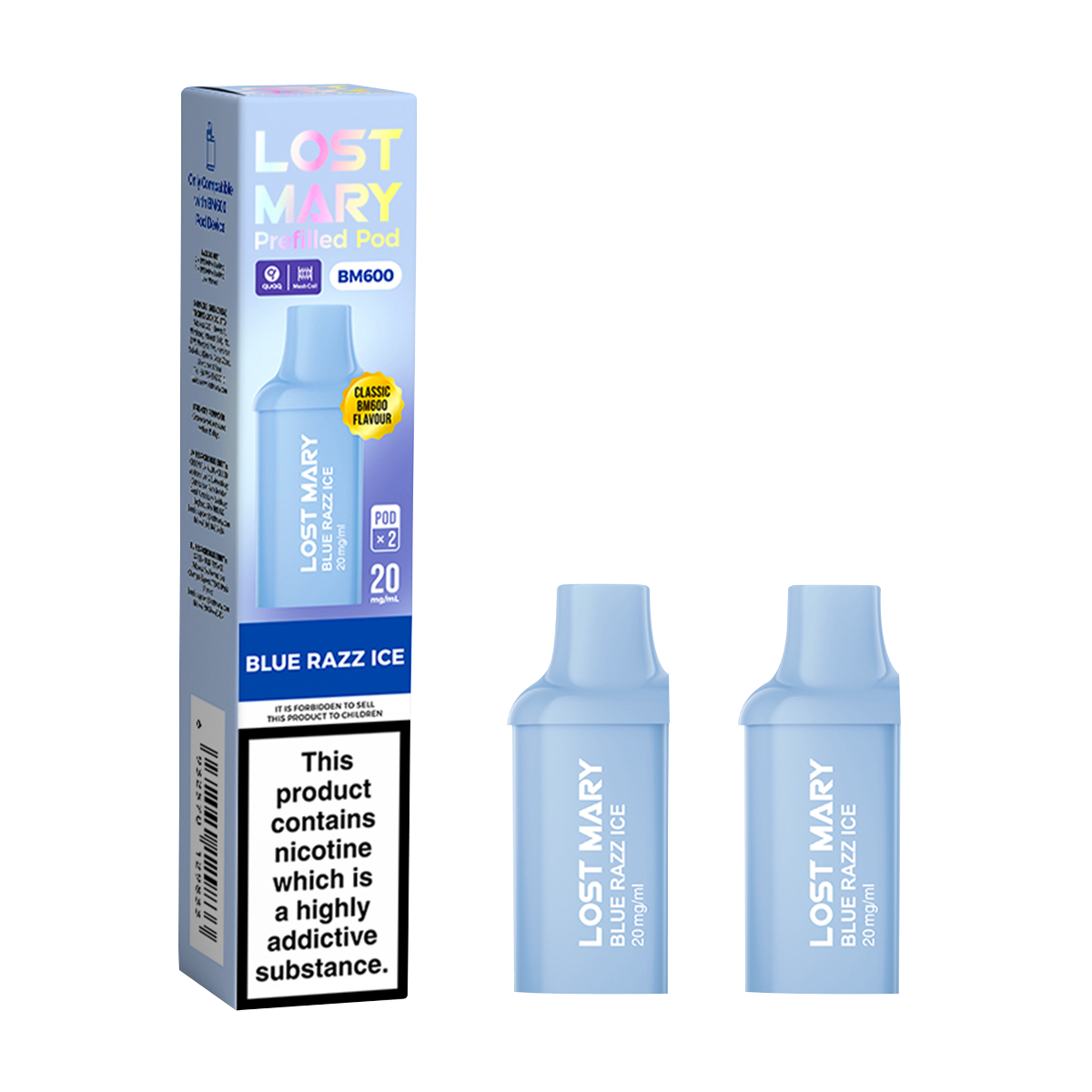 Blue Razz Ice Lost Mary BM600 Pods
