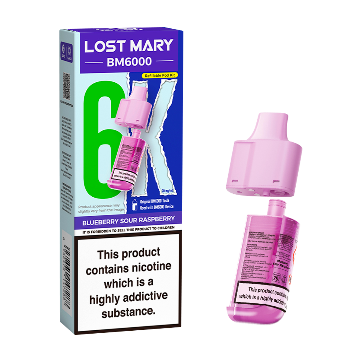 Blueberry Sour Raspberry Lost Mary BM6000 Refill Pack | Isle of Vapes