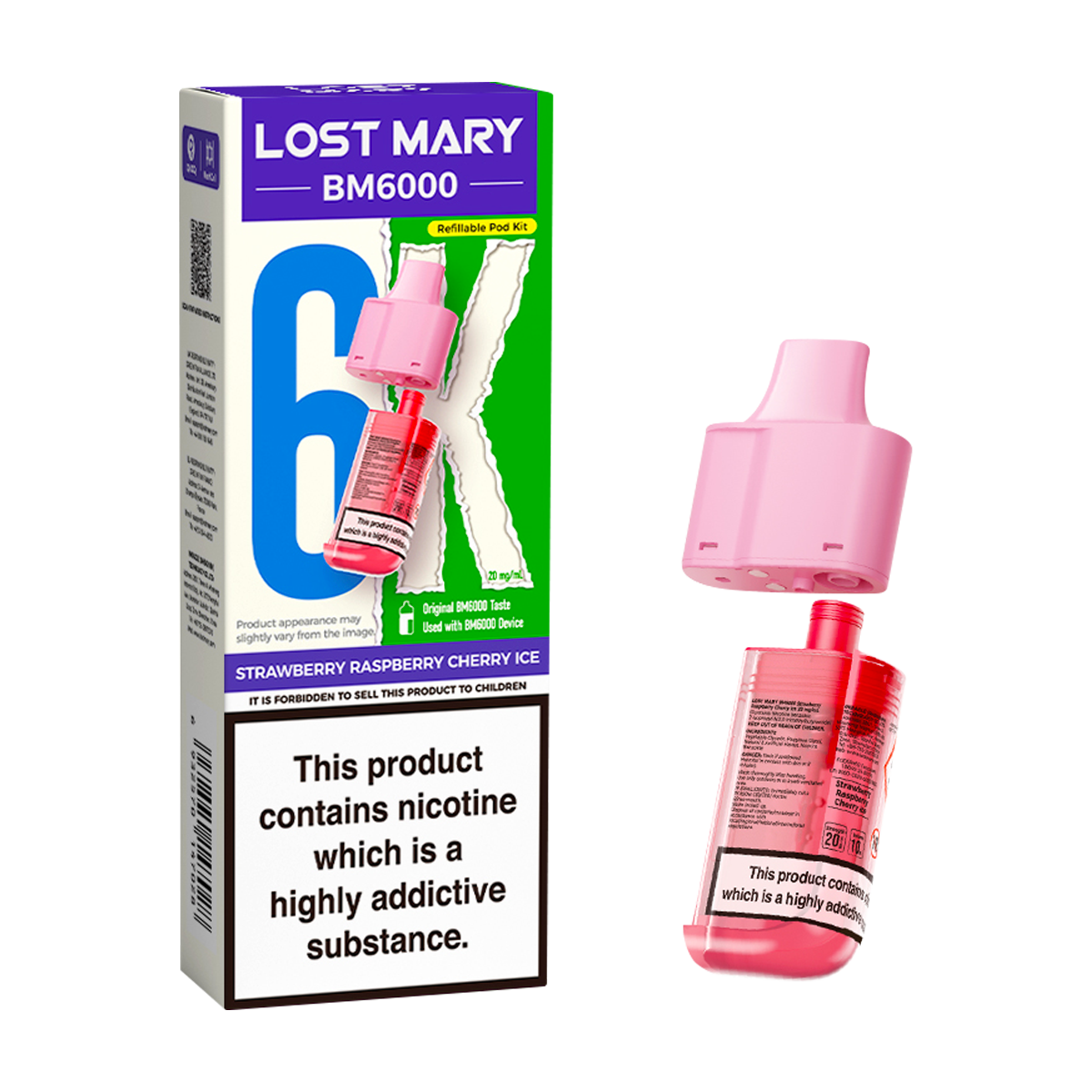 Strawberry Raspberry Cherry Ice Lost Mary BM6000 Refill Pack
