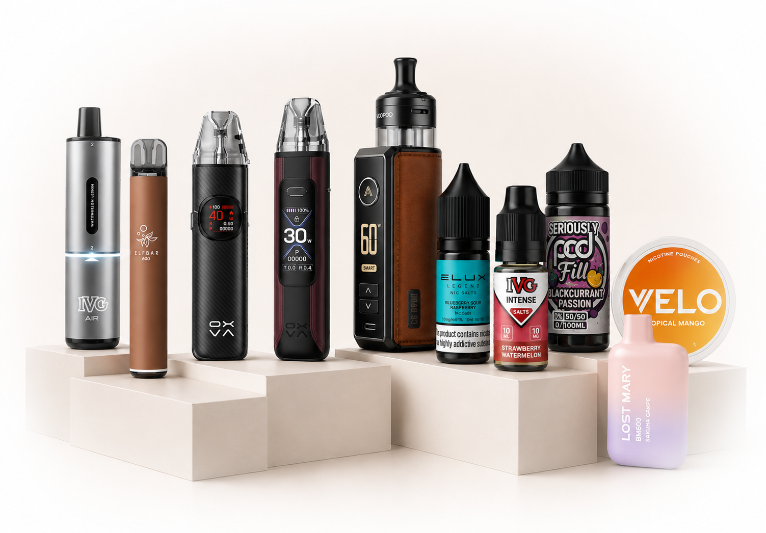 A selection of premium vape devices from leading brands