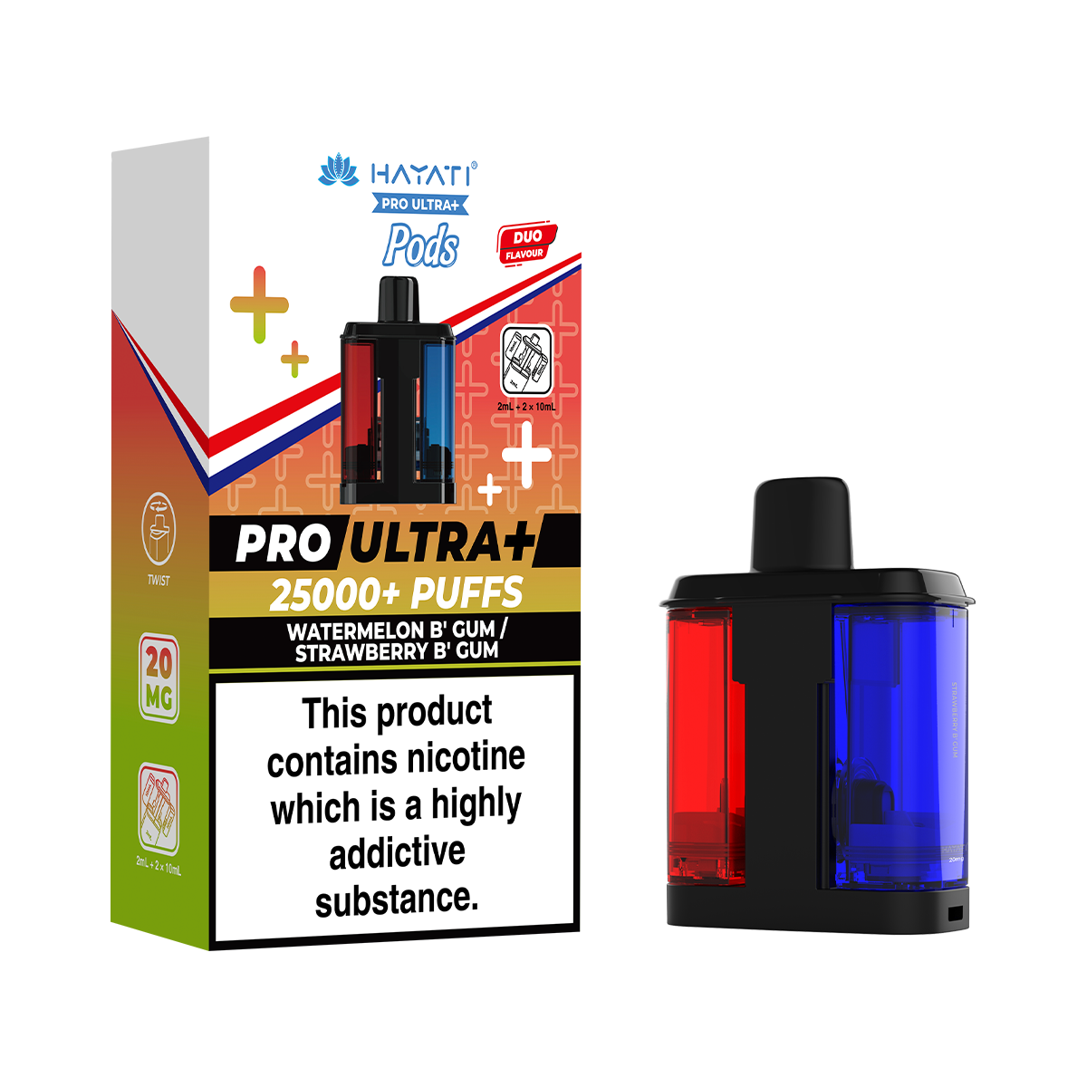 Watermelon B' Gum / Strawberry B' Gum Hayati Pro Ultra Plus Refill Pack | Isle of Vapes